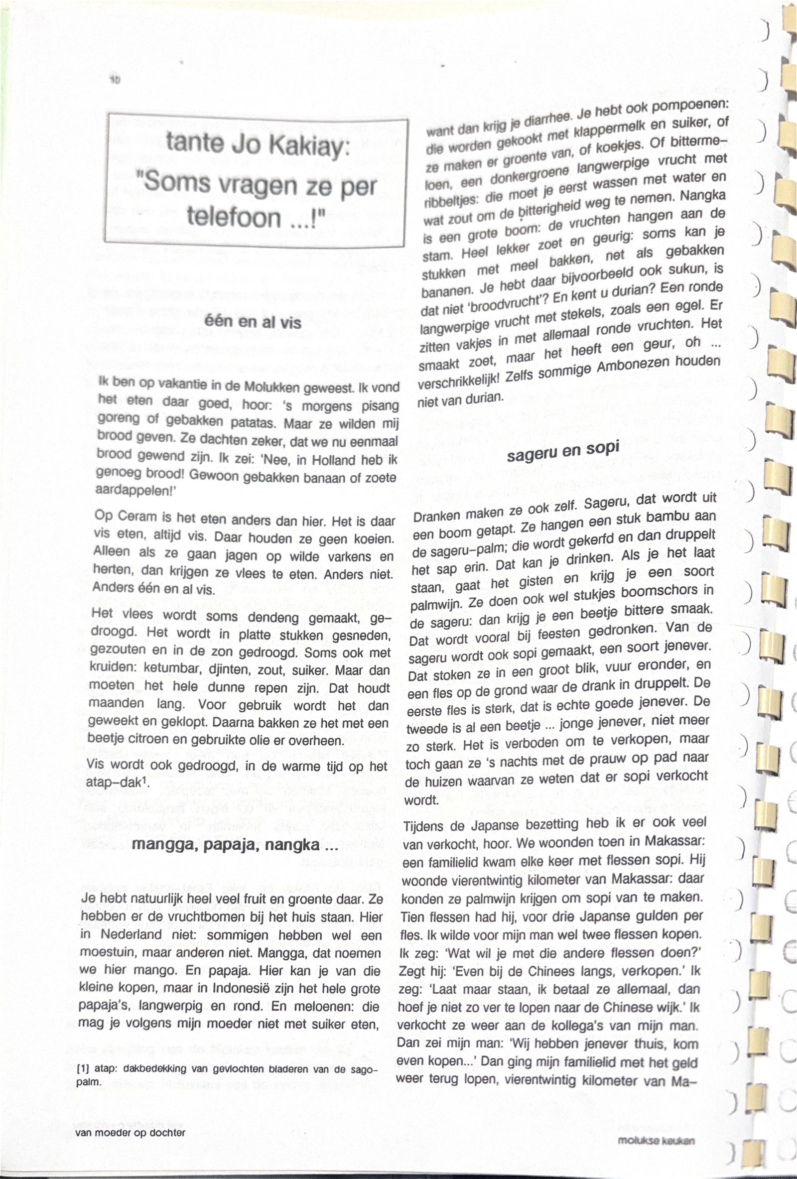 Oorspronkelijke scan uit Een kennismaking met de Molukse keuken