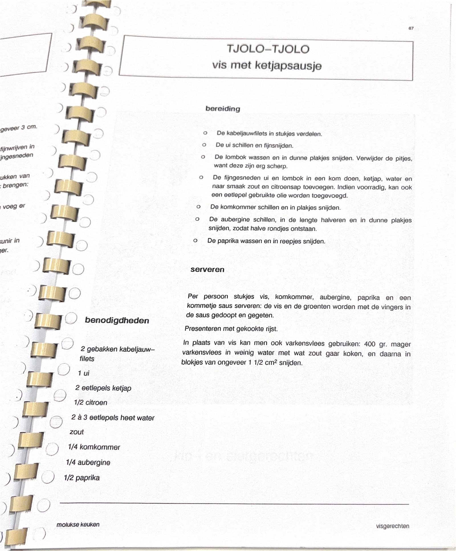 Oorspronkelijke scan uit Een kennismaking met de Molukse keuken