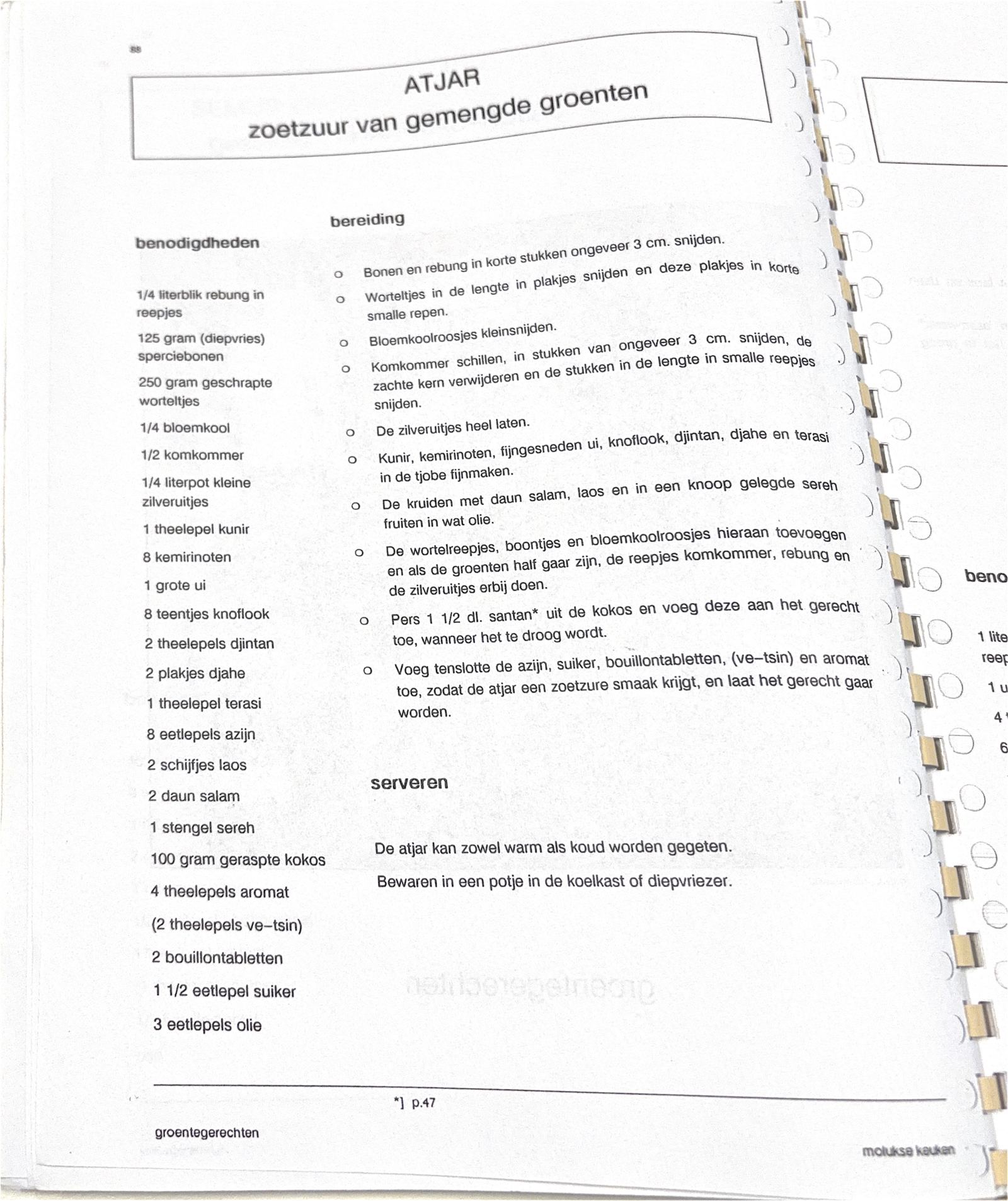 Oorspronkelijke scan uit Een kennismaking met de Molukse keuken